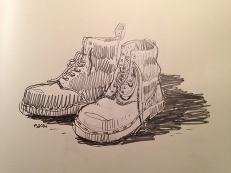 Drawing Doc Martens, Doc Martens Sketch, How To Draw Doc Martens, Doc Martens Reference, Doc Martens Drawing Reference, Doc Martens Drawing, Docs Drawing, Nid Drawings, Daily Objects Sketches