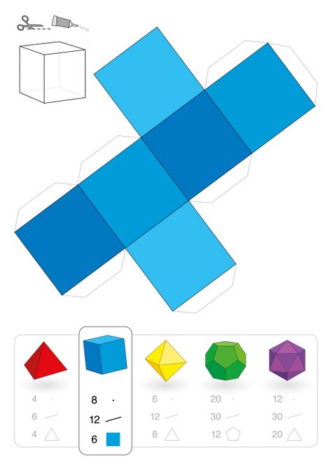 Create a 3D Square for free with this printable! #geometry #square #3Dshapes #freemathactivities #printable #freeprintables Square Printables, 3d Templates, 3d Square, Geometry Activities, Platonic Solid, Numbers For Kids, Math Geometry, 3d Shapes, Math Art