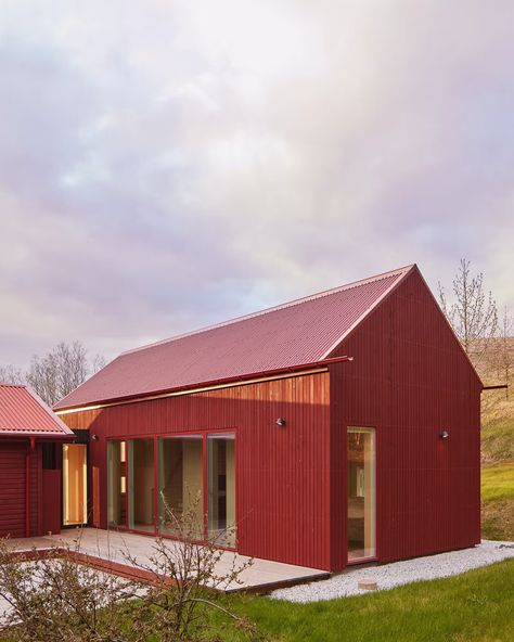 Photo 3 of 17 in A Little Red Icelandic Cabin Gets a Swedish Cottage-Inspired Expansion - Dwell Swedish House Design, Iceland House, Red House Exterior, Red Barn House, Swedish Cabin, Swedish Country House, Cabin Building, Red Cabin, Swedish Architecture