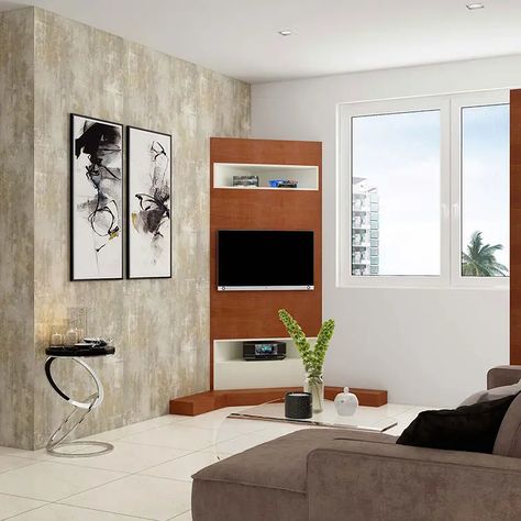 Corner Tv Decorating Ideas Living Room, Corner Tv Decorating Ideas, Corner Unit Living Room, Tv In Corner Of Living Room, Corner Tv Ideas, Paper Room Decor, College Wall Decor, Corner Tv Cabinets, Art Deco Style Interior