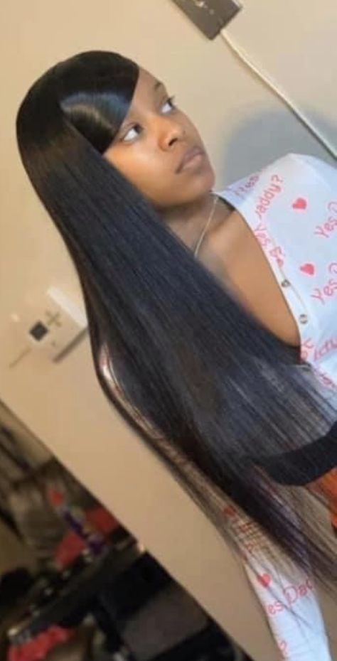 90s Swoop Hairstyle Black Women, Swoop Quick Weave, Swoop Wig Hairstyles, Hair Thread, Hair Threading, 90’s Hairstyles, Black Hairstyles With Weave, Sew In Hairstyles, Birthday Hairstyles