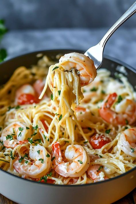 Creamy Angel Hair Pasta, Shrimp And Angel Hair Pasta, Shrimp Delight, Angel Hair Pasta With Shrimp, Shrimp Angel Hair Pasta, Pasta With Shrimp, Creamy Shrimp Pasta, Shrimp Recipes For Dinner, Easy Seafood