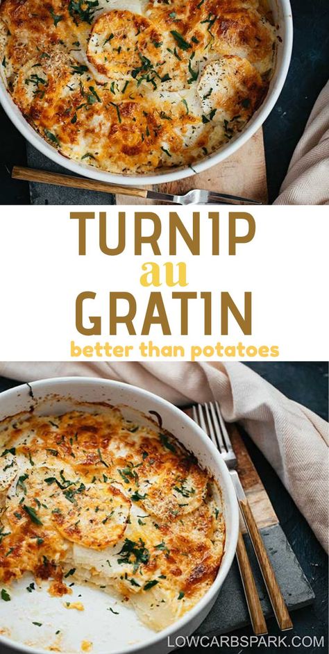 Turnips Au Gratin, Turnip Au Gratin, Turnip Gratin, Turnip Recipes, Au Gratin Recipes, Keto Side, Low Carb Sides, Low Carb Side Dishes, Turnips