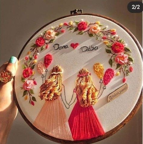 Embroidery Hoop For Friends, Embroidery Loops On Wall, Friend Embroidery Gift Ideas, Wedding Embroidery Hoop, Hoop Wall Art, Embroidery Hoop Art Diy, Embroidery Hoop Wall, Embroidery Hoop Wall Art, Wedding Embroidery