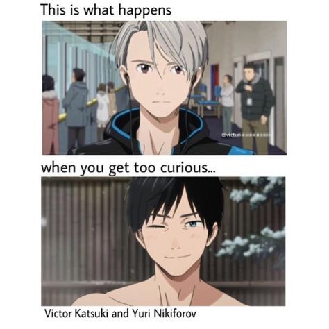 Interesting combination (credits to @victuriiiiiiiiiiiiiiiiiiiiii ) Low Quality Anime, Yuri On Ice Comic, Katsuki Yuri, Yuri Katsuki, Ice Ice Baby, Anime Wall Art, Anime Screenshots, Yuri On Ice, Sports Anime