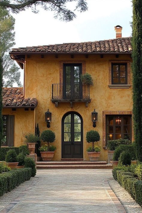 Tuscan Farmhouse Exterior, Tuscan House Exterior, Modern Tuscan House, Tuscan Villa Exterior, Italian House Exterior, Toscana House, Tuscan Houses, Tuscan Exterior, Tuscan Homes