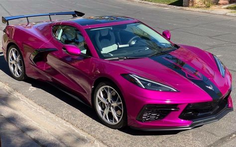 Pink Corvette C8, Pink Corvette Stingray, C8 Corvette 2020, Baddie Cars, Pink Mercedes, Chevrolet Corvette C8 Stingray, Pink Car Interior, Pink Ferrari, Pink Lamborghini