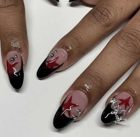 Gothic Nails, Edgy Nails, Grunge Nails, Pretty Gel Nails, Star Nails, Silver Nails, Minimalist Nails, Dream Nails, Fire Nails