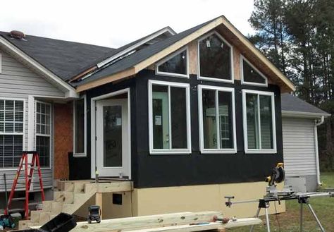 SIP Panel Sunroom Double Wide Addition Ideas, Kitchen Addition Ideas Bump Out, Diy Sunroom, Double Wide Trailer, Sunroom Remodel, Sips Panels, Sunroom Addition, Bump Out, Structural Insulated Panels