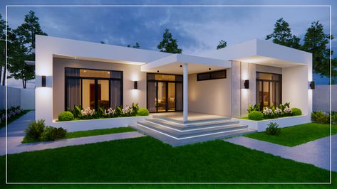 Tiny Two Story House, Small Villa, Two Story House, Modern Villa Design, Modern Bungalow House, Building House Plans Designs, Simple House Design, Modern Style House Plans, Modern House Facades