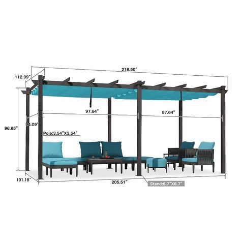 PURPLE LEAF Gazebo 10' X 18' Outdoor Retractable Modern Large Size Pergola w Canopy - Bed Bath & Beyond - 38083396 Pergola With Retractable Canopy, Freestanding Pergola, Pergola With Canopy, Pergola Modern, Retractable Pergola Canopy, Permanent Gazebo, Winter Sunshine, Beach Shade, Canopy Curtains