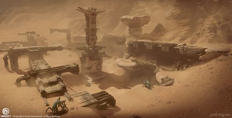 ArtStation - Lost on mars Concept art, Xu Zhang Mars Concept Art, Sci Fi Base, Sci Fi Architecture, Traveller Rpg, Abandoned City, Illustration Landscape, Far Cry 5, Desert Environment, Sci Fi Environment