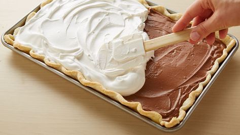 Pie For A Crowd, Desserts Pie, Slab Pie Recipes, French Silk Pie, Silk Pie, Chocolate Slabs, Slab Pie, Pillsbury Recipes, Baking Desserts