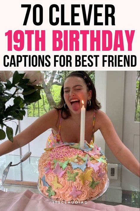 My friends and I celebrated my 19th birthday this year and I didn’t know what to post on Instagram. Luckily these 19th birthday captions were super helpful! 19th Birthday Ideas For Her, Sister Birthday Captions, Boyfriend Birthday Captions, Friend Birthday Captions, Captions Instagram For Yourself, Birthday Cake 19th Birthday, Birthday Captions For Friend, 19th Birthday Ideas Outfits, Cake 19th Birthday