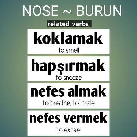 Turkish Verbs, Learning Turkish, English Corner, Turkish Lessons, Learn Turkish Language, Turkish Language, International School, Language Learning, English Words