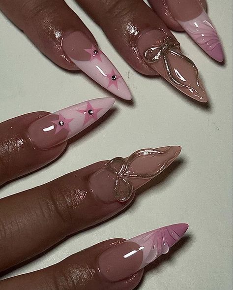 Eid Nails, Pretty Pink Nails, Pink Stiletto Nails, Acrylic Nail Designs Coffin, Stiletto Nails Designs, Girly Acrylic Nails, Short Square Acrylic Nails, Short Acrylic, Coquette Pink