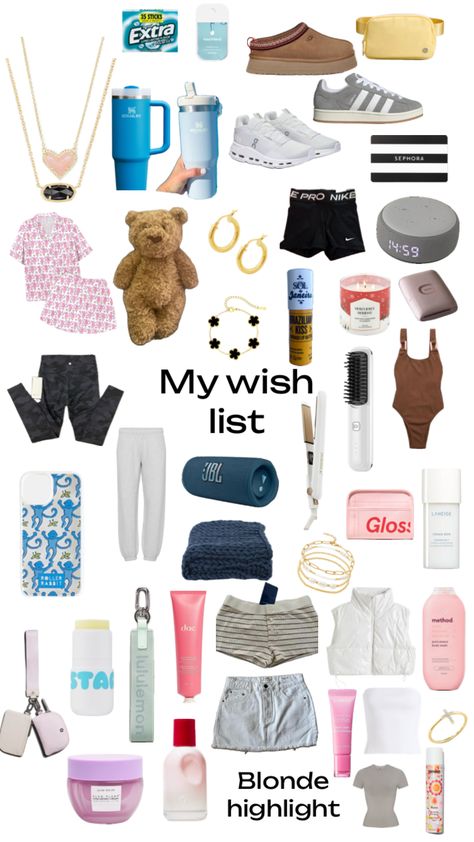 My 2024 Christmas wish list🎄 Christmas Wish List, Christmas Wish, Wish List, Christmas Wishes, Christmas Wishlist, Blonde Highlights, Things To Buy, Sephora, Kiss