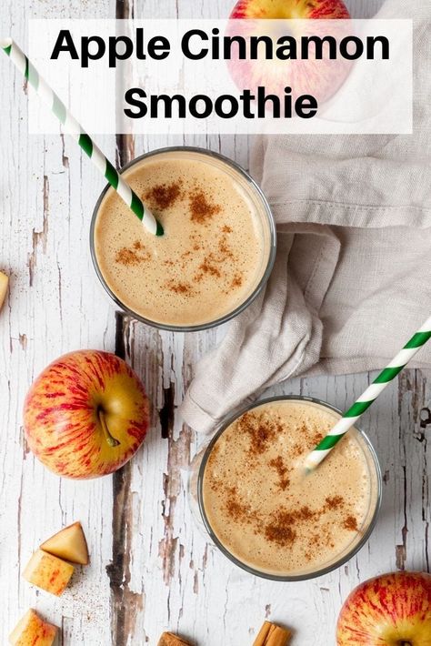 Cinnamon Apple Smoothie Apple Cinnamon Smoothie, Cinnamon Smoothie, Smoothies Vegan, Apple Smoothie, Applesauce Muffins, Cinnamon Breakfast, Apple And Cinnamon, Smoothies With Almond Milk, Apple Pie Spice