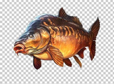 Sea Fish Illustration, Fishing Cartoon, Fishing Illustration, Carp Tattoo, Deep Sea Fish, Carp Rigs, Common Carp, Sea Drawing, Bawah Air