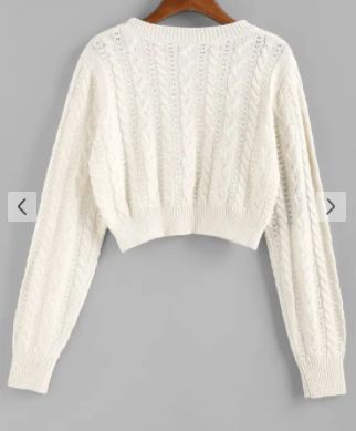 I found this amazing Cable Knit Openwork Crop Sweater (29% OFF) with US$22.99 only, and 30 days return or refund guarantee protect to us. Cute White Tops, Crop Pullover, Matching Swimwear, Crop Sweater, Daily Style, White Sweater, Cute Sweaters, Hoodies For Sale, Plus Dresses