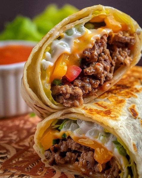 Chef Bobby Flay | Cheesy Beef Burrito Wrap | Facebook Valerie Bertinelli Recipes, Homemade Tamales Recipe, Wrap Ingredients, Beef Burritos, Chef Bobby Flay, Beef Burrito, Burrito Wrap, Homemade Tamales, Green Chilis