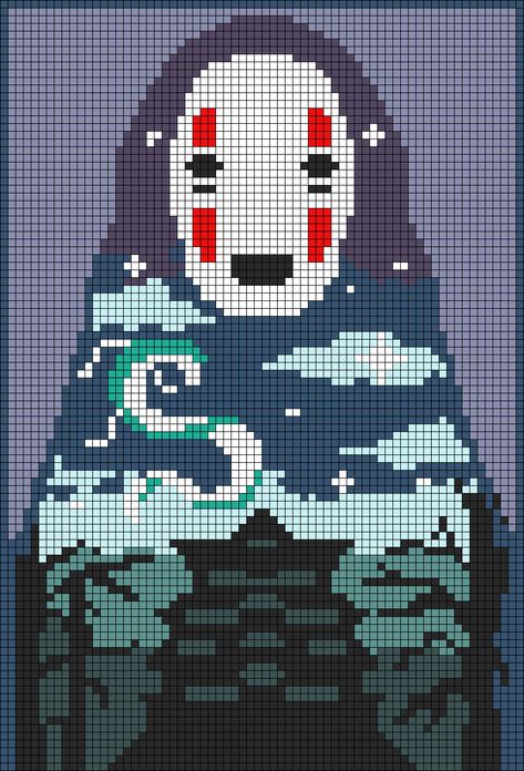 Anime Knitting Patterns, Graphgans Crochet, Pixel Art Pattern Ghibli, Studio Ghibli Pattern, Ghibli Pattern, Pixel Art Ghibli, Anime Pattern, Howls Moving Castle Crochet Blanket, Studio Ghibli Crochet Blanket