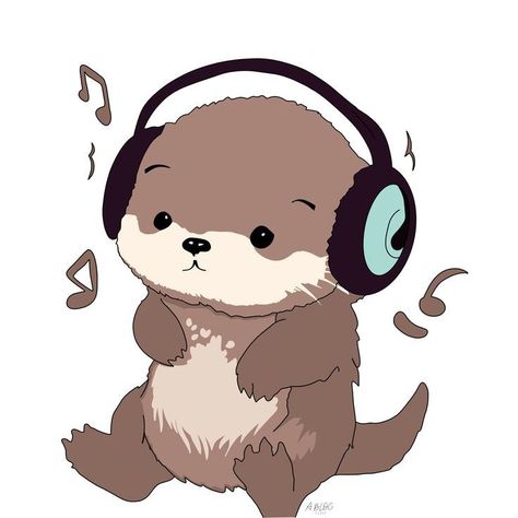 Otter Pfp Cartoon, Cute Otter Doodle, Cute Otters Drawings, Otter Illustration Drawing, Cute Otter Pfp, Cute Animal Widgets, Kawaii Otter Drawing, Otter Drawing Wallpaper, Otter Cute Art