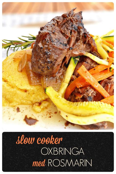 Slow Cooker Oxbringa med Rosmarin (CrockPot Recept) via @culinaryjumble Crockpot Brisket, Multicooker Recipes, Slow Cooked Brisket, Hanukkah Recipes, Slower Cooker, Meat Cooking, Best Crockpot Recipes, Paleo Crockpot, Slow Cook