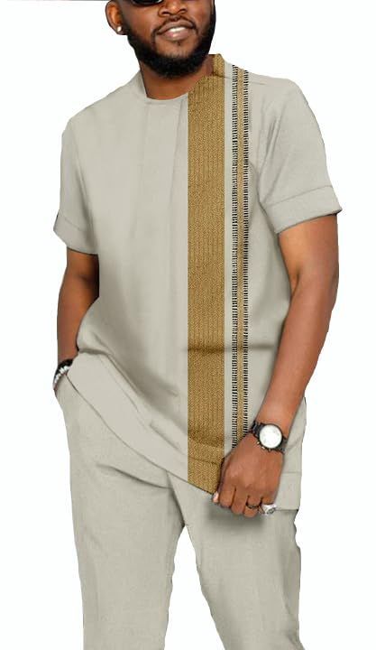 PRICES MAY VARY. Premium Fabric:90%Cotton with blend fabric,breathable and comfortable,super stretchy,ultra-softness and durability,unique designer printing outfits. Unique Style:Mens walking suits short sleeve/mens leisure suits 2 piece/african mens suits/african leisure shirt/dashiki shirt and pants for men/cultural clothes/africa short sleeve dress shirt/big size african mens dashiki. Shirt with Pants Suit:Short sleeve Shirts for men pullover design,round neck,multi-color optional,elastic waistband,side pants pockets to carry stuff. Occasions:Africa festival/wedding/role playing/adult party/ceremony/hip-hop/recreational activities/all seasons/perfect gifts. Tips:Machine wash;Loose version,normal size purchase. Brand: PEETITI Product: Men's Short Sleeve Shirt and Long Pants Clothing Dash Mens Ankara Clothing Styles, Men’s African Shirts, African Clothes Men, African Shirts For Men Design, African Outfits Men, Shirt And Pants For Men, African Men Shirts Design, African Men Fashion Shirts, Mens Dashiki