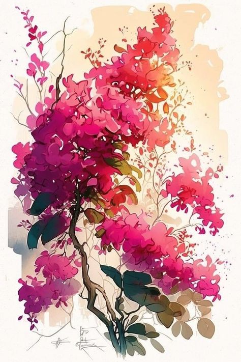 Bougainvillea Painting Watercolors, Bougainvillea Artwork, Bougainvillea Drawing, Bougainvillea Illustration, Bougainvillea Tattoo, Bougainvillea Art, Bougainvillea Painting, Bougainvillea Watercolor, Journal Poster