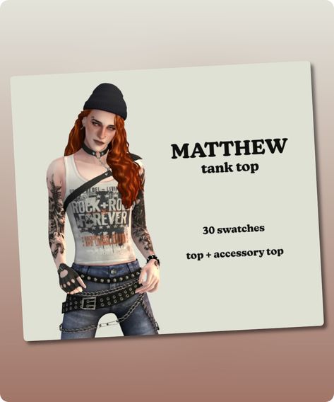 Sims 4 Clothing CC: Matthew Tank TOP Sims 4 Accessory Shirt, Sims 4 Accessory Top, Sims Tops, Sims4 Clothing, Sims 4 Cc Download, Model Nails, Tank Top Outfits, Best Sims, Free Tattoo