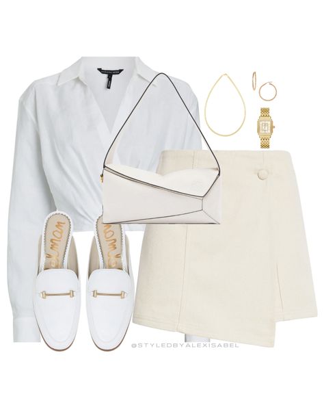 Elegant Outfits Aesthetic, White Bag Outfit, Short Semi Formal Dresses, Ivory Skirt, La Outfits, Marissa Webb, Casual College Outfits, Stylish Eve, Elegant Outfits