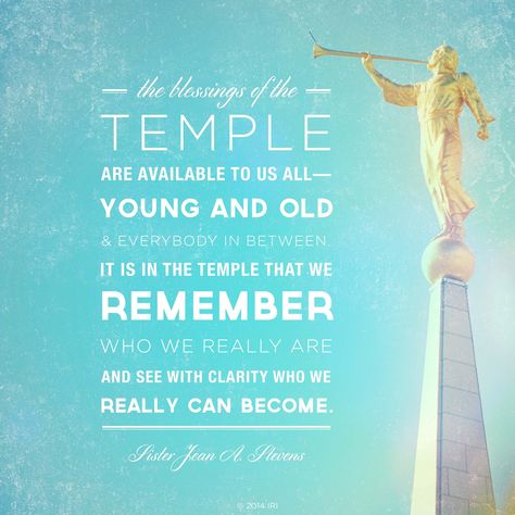 “The blessings of the temple are available to us all—young and old and everybody in between. It is in the temple that we remember who we really are and see with clarity who we really can become.”—Sister Jean A. Stevens, “Primary Leaders Encourage Families to Focus on the Savior” Temple Quotes Lds, Lds Quotes Uplifting, Temple Quotes, Jesus Christ Quotes, Gospel Quotes, Conference Quotes, Christ Quotes, Church Quotes, Lds Temple