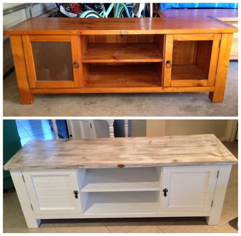 Refurbish Tv Cabinet, Tv Cabinet Diy Furniture Makeover, Tv Console Flip, Refinished Tv Cabinet, Tv Cabinet Flip, Tv Cabinet Refurbished, Refurbished Tv Unit, Upcycled Tv Cabinet, Upcycle Tv Cabinet