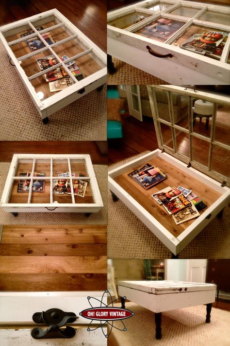 Diy Coffee Table Ideas, Window Coffee Table, Reclaimed Windows, Repurposed Windows, Coffee Table Ideas, Sun Deck, Furniture Repurpose, Window Projects, Table Makeover