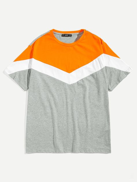 Men Color Block Tunic Tee -SheIn(Sheinside) Mens Athleisure, Addidas Shirts, Shein Men, Athleisure Men, Mens Casual Outfits Summer, Tshirt Men, Basic Jackets, Boys Fashion, Men Boys