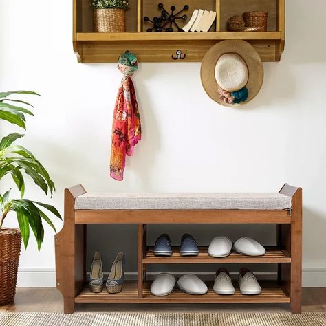 Shoe Rack By Front Door, Hidden Drawer, Shoe Rack Bench, Shoe Storage Bench, Apartment Stuff, Entryway Shoe Storage, Bamboo Shelf, Entryway Bench Storage, Shoe Storage Shelf