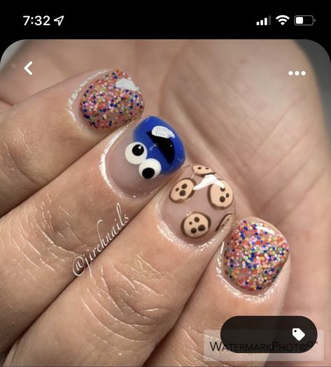 Mexican Design Nail Art, Cartoon Short Nails, Cute Easy Disney Nails, Forky Nails, Short Character Nails, Disney Nails Short Gel, Boho Nails, Halloween Acrylic Nails, Hippie Nails