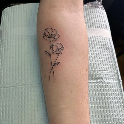 Two Violets Tattoo, Fineline Violet Tattoo, Violet Hand Tattoo, One Stem Flower Tattoo, Violet Tattoo Fine Line, Two Poppy Flower Tattoo, Violet Line Tattoo, Intertwined Flower Tattoo, Violet Tattoo Simple