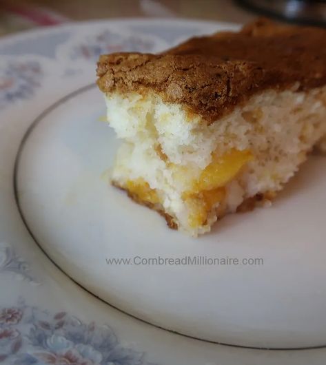 Peach Angel Food Cake - Cornbread Millionaire Cake Cornbread, Sliced Peaches, Angel Food Cake Mix Recipes, Low Calorie Dessert, Grilled Peaches, 9x13 Baking Dish, Angel Food Cake, Food Cake, Angel Food