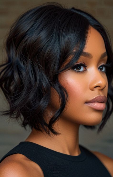 Default short hairstyles for black wavy hair 2 1 Short Wavy Bobs For Black Women, Medium Length Bobs For Black Women, Medium Length Weave Black Women, Bob Hairstyles Curly Wavy, Shaggy Short Hair Black Women, Short Wavy Sew In, Wavy Bob Over 50, Natural Short Wavy Hair, Curly Short Wig Hairstyles