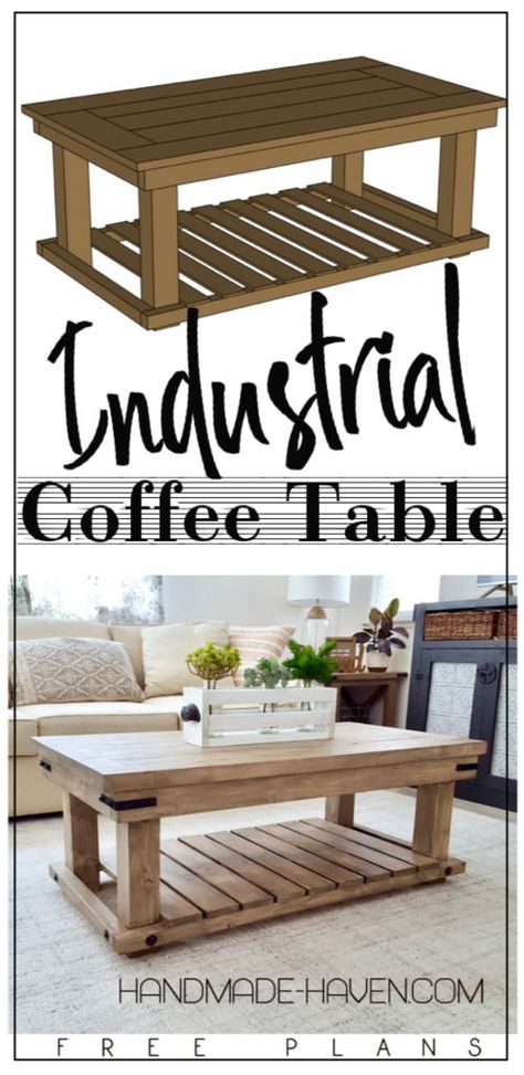 DIY Industrial Coffee Table Industrial Home Design, Wood Projects For Beginners, Industrial Coffee, Industrial Interior Design, Industrial Coffee Table, Woodworking Table, Coffee Table Farmhouse, Table Diy, Diy Holz