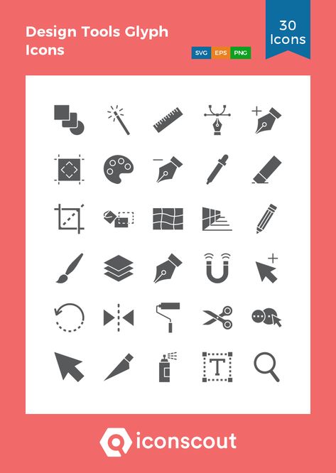 Design Tools Glyph Icons  Icon Pack - 30 Glyph Icons Graphic Design Tools Icons, Company Logos, Well Well, Glyph Icon, Vector Sketch, Graphic Design Tools, Design Tools, Editing Tools, Logo Illustration