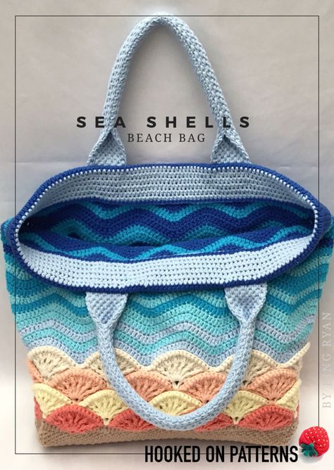 Beach Bag Crochet, Beach Bag Pattern, Crochet Tote Pattern, Shells Beach, Crochet Beach Bags, Handbags Patterns, Bag Crochet Pattern, Crochet Market Bag, Sand Sea