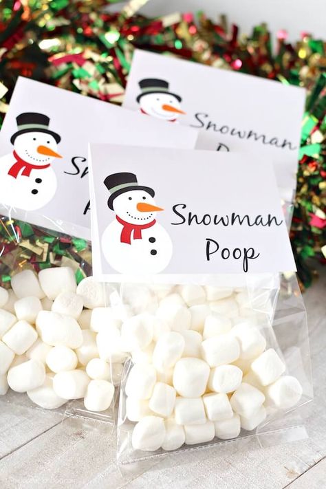 Holiday Party Snacks, Easy Holiday Party, Snowman Poop, Christmas Classroom Treats, Candy Sleigh, Snowman Treats, Christmas Humor Ecards, Kids Treats, Christmas Goodie Bags