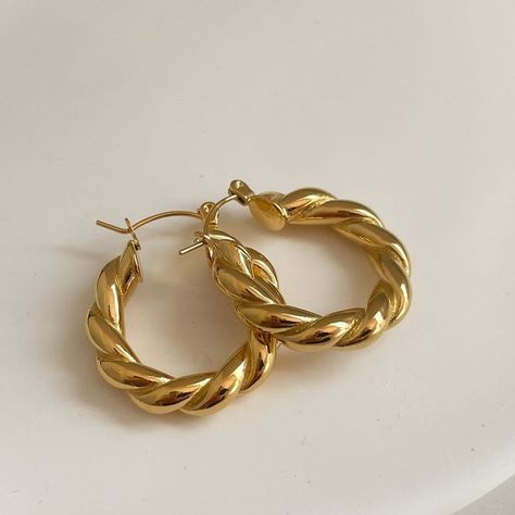 Round Hoop Earrings, Twisted Hoop Earrings Gold, Gold Thick Hoop Earrings, Gold Twist Hoop Earrings, Unique Gold Hoop Earrings, Gold Twisted Hoop Earrings, Twisted Gold Hoop Earrings, Thick Gold Earrings, Funky Gold Earrings