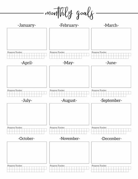 Monthly Goal Setting Worksheet with Progress Tracker free printable. Set a new smart and attainable goal each month and monitor your progress. Monthly Goal Setting, Goal Planning Worksheet, Paper Trail Design, Progress Tracker, Goals Printable, Monthly Goal, Goal Planner Printable, Goal Setting Template, Trail Design