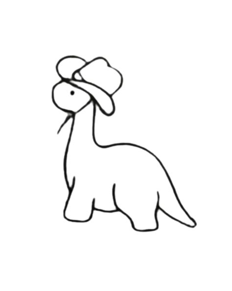 Cute Small Drawings Dinosaur, Cute T Rex Cartoon, Basic Outline Drawings, Simple Dinasour Tattoo, Some Cute Drawings, Dino Cute Drawing, Unicorn Drawings Easy, Little Dino Tattoo, Simple Animal Outlines