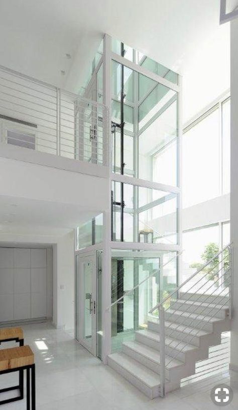 House Plans With Elevators, House With Elevator, Residential Elevators, Villa Elevator, Practical House, House Lift, Elevator Interior, Glass Lift, Elevator Design