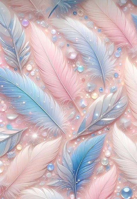 Pink Background, Feathers, Phone Wallpaper, Bubbles, Pastel, Wallpapers, Water, Pink, Blue